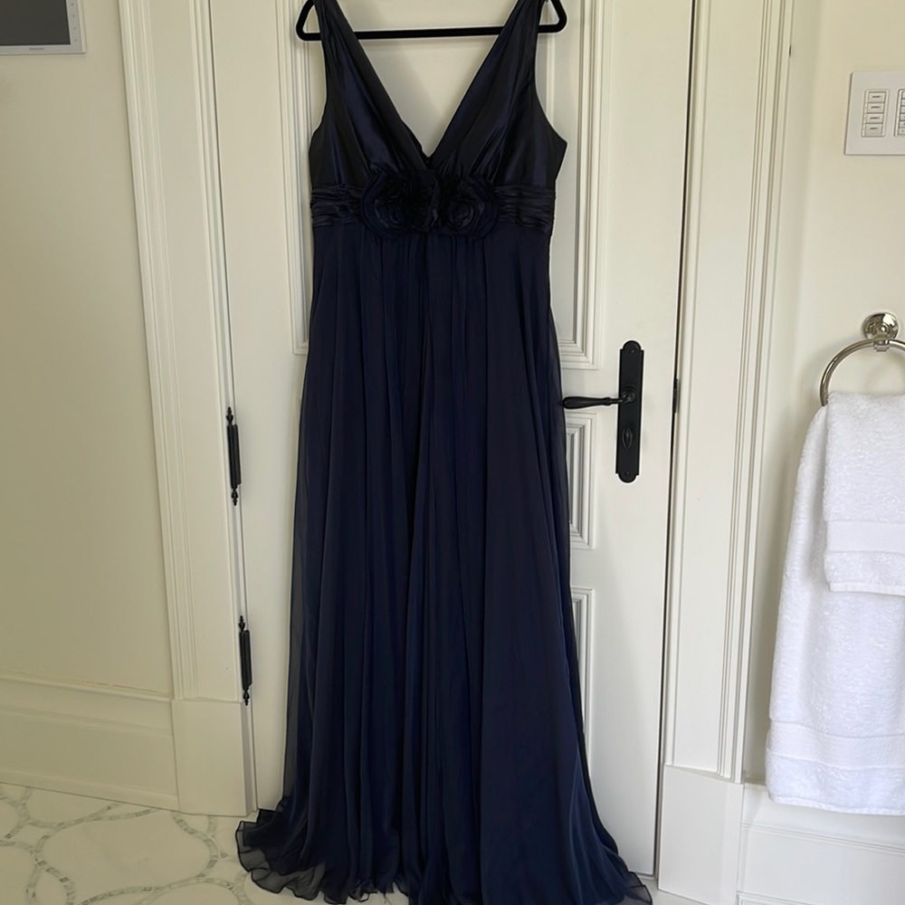 Teri Jon long dress. Size 16 blue taffeta top and chiffon bottom.